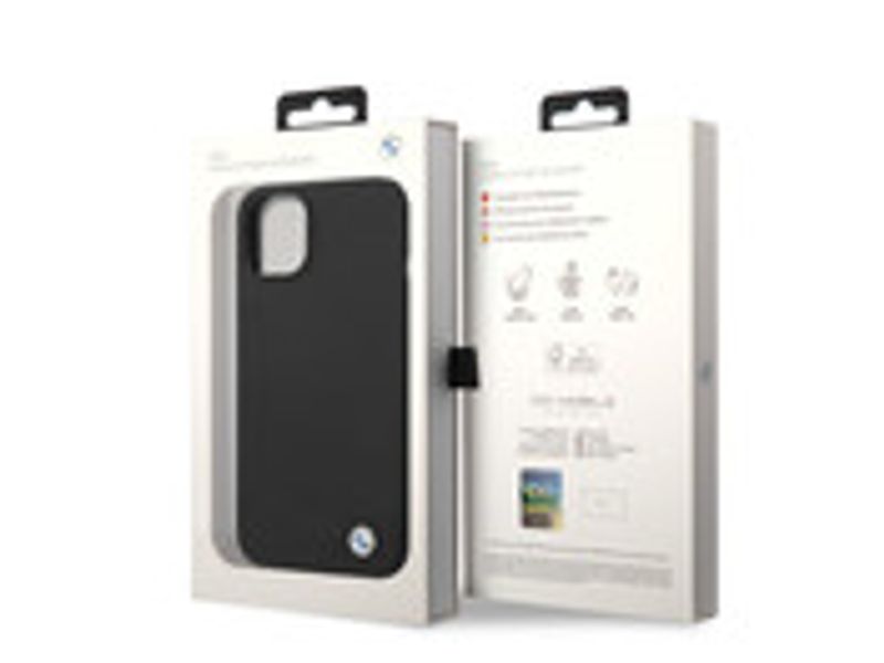 BMW iPhone 14 Silicone Backcover - Metal Logo - Black