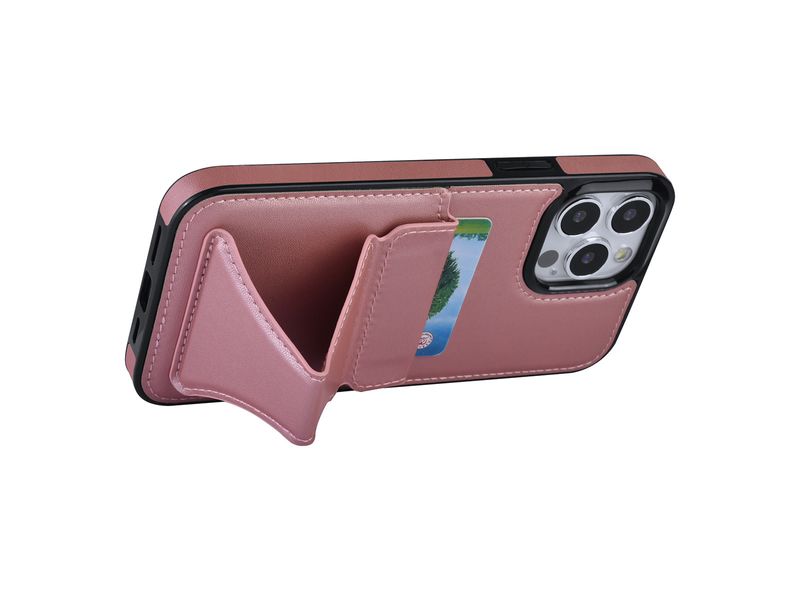 Apple iPhone 13 Pro Max Back cover case - Card holder - Multifunctional Handstrap - Pink